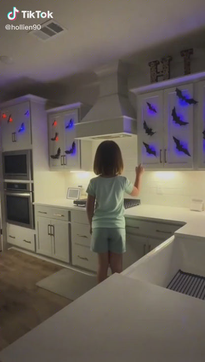 3D Bat Design LED Wall Stickers for Halloween and Festive Decor with Effortless Installation
